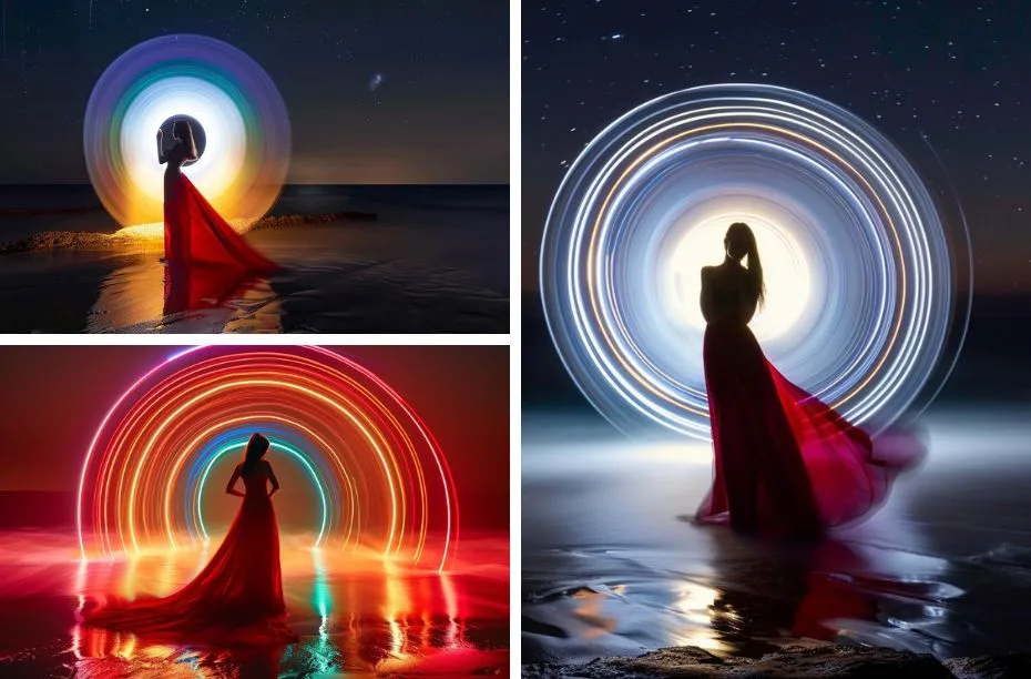 AI lightpainting mensen