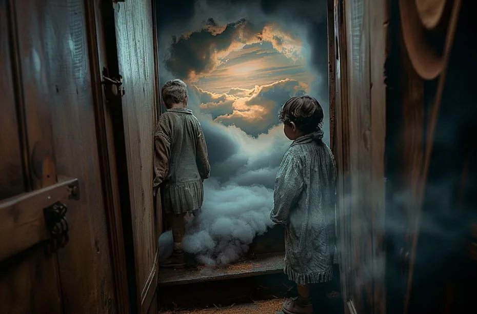 Blend midjourney voorbeeld wolken en kinderen