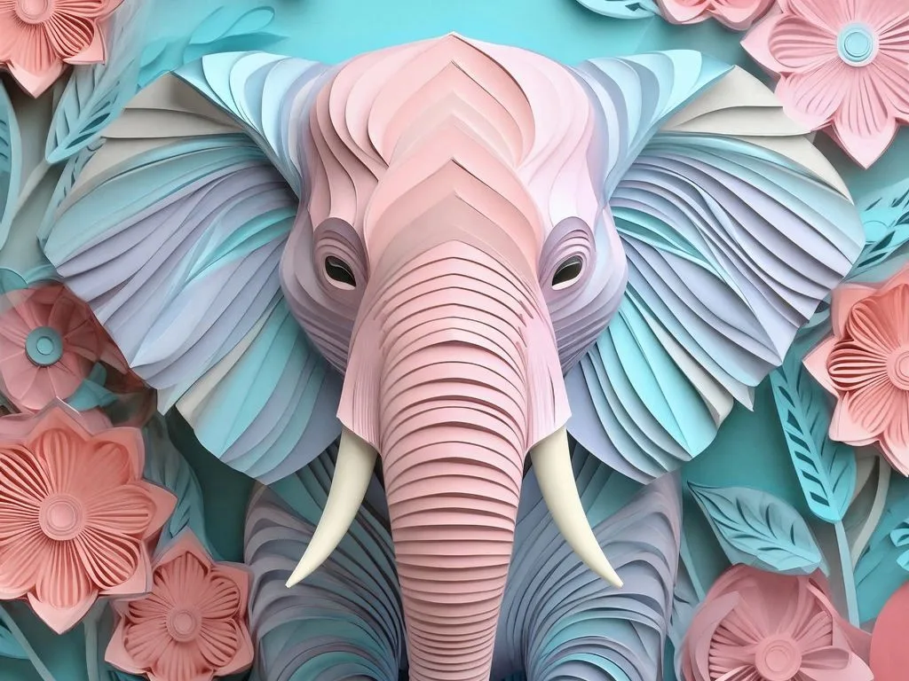 Olifant gelaagd papier, firefly voorbeeld upscaling
