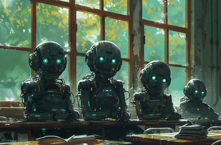 Ai teksten herkennen - studenten in een klas als robot