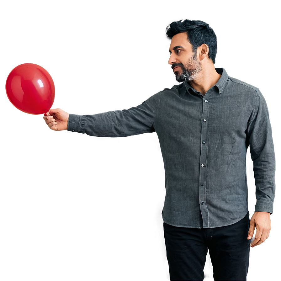 Transparante afbeelding van een man met ballon, gemaakt met Leonardo AI, sticker, photoreal