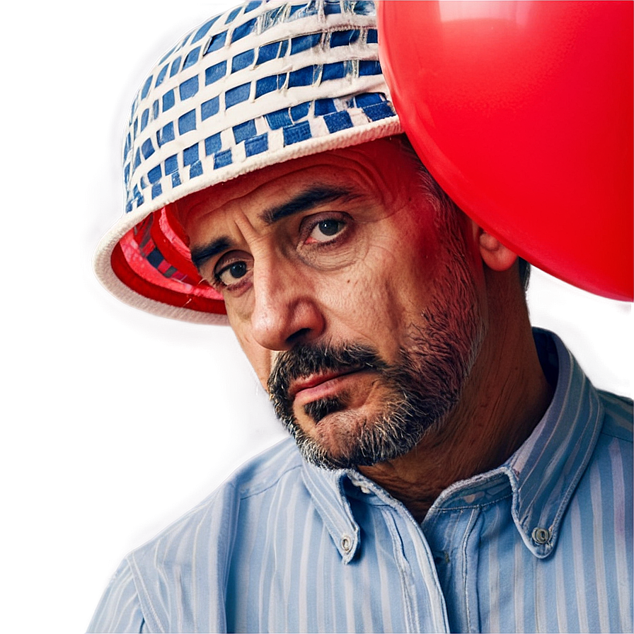 Transparante afbeelding van een man met ballon, gemaakt met Leonardo AI, sticker, photoreal