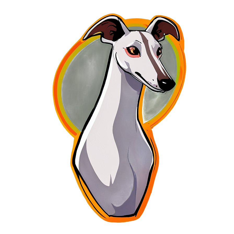 Transparante afbeelding van een galgo hond, gemaakt met Leonardo AI, sticker, Anime