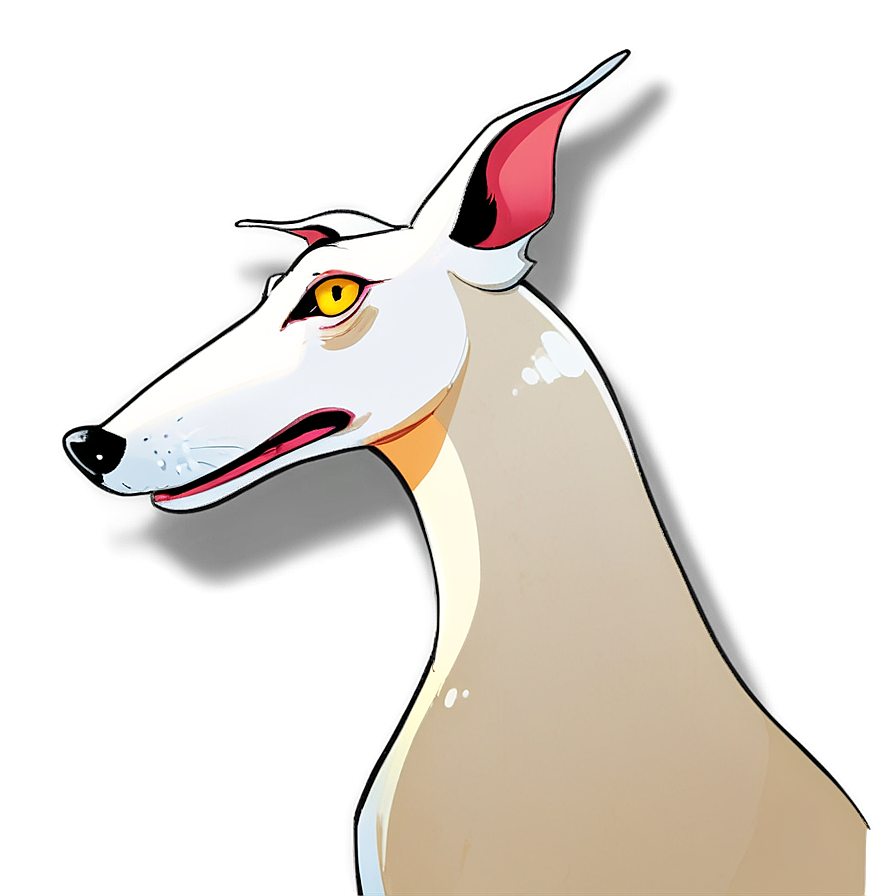 Transparante afbeelding van een galgo hond, gemaakt met Leonardo AI, sticker, Anime