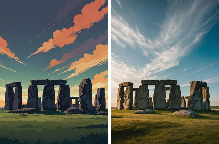 Edge to Image voorbeeld Stonehenge