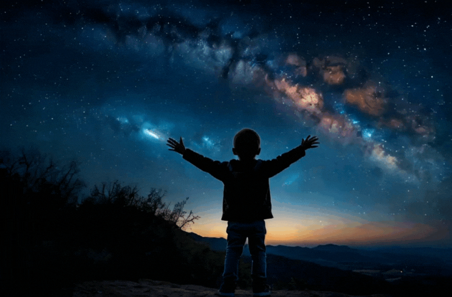 Leonardo AI Image2Motion - Jongen cosmos bewegende afbeelding