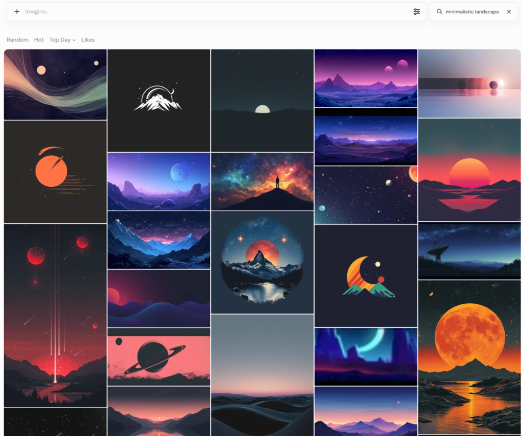 Screenshot Midjourney Explore