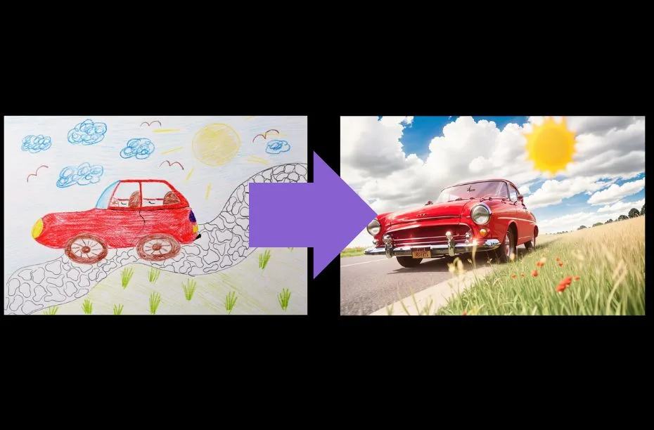 Afbeelding omzetten met AI kindertekening