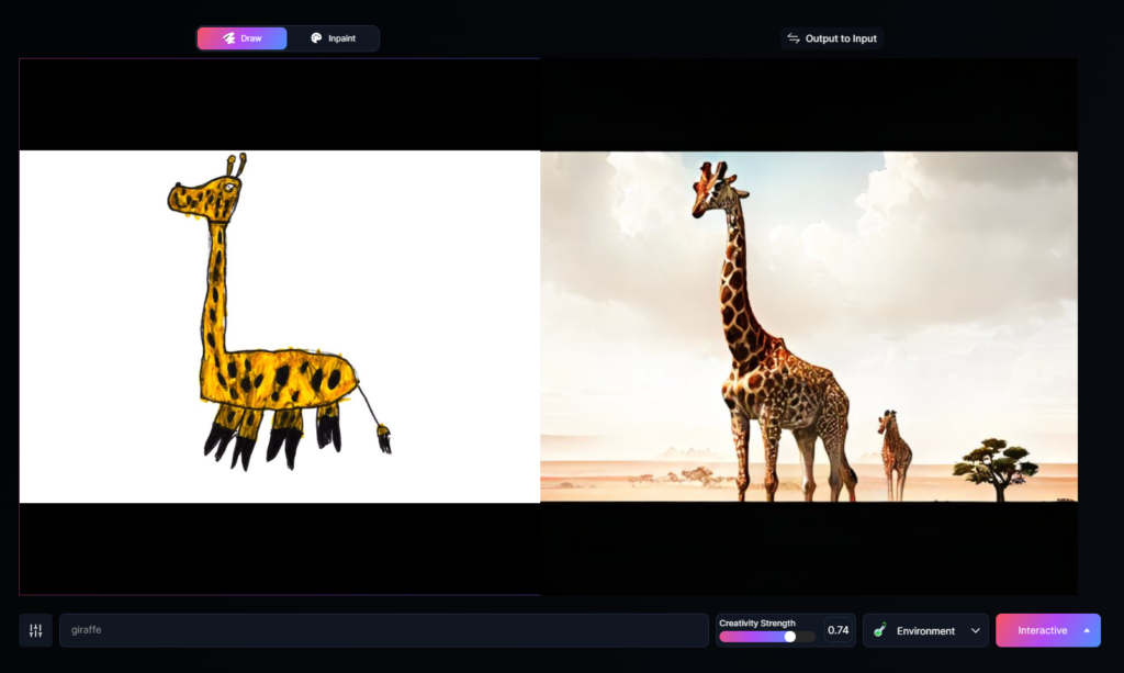 kindertekening omzetten naar kunst - giraffe