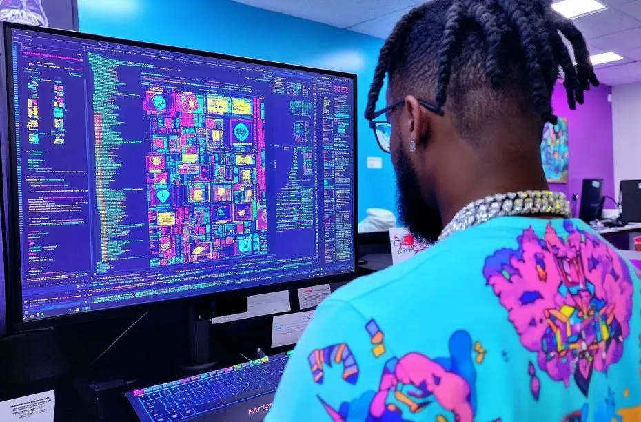 coding help, man coding on a pc, codes on pc screen