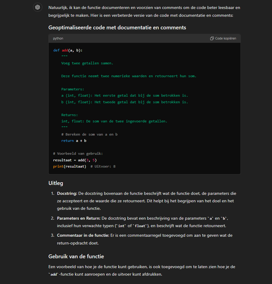 Schrijf documentatie en comments