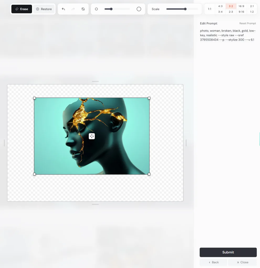 Screenshot editor Midjourney